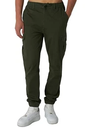 Cargohose Herren – Chino Hose Cargo Hosen Stretch, Arbeitshosen Baggy Baumwolle, Activewear für Herren mit Taschen Kordelzug (Khaki, M)