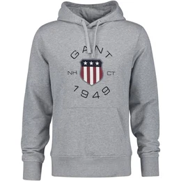 Herren Print Sweat Hoodie Kapuzenpullover, Grey Melange, M