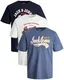 JACK & JONES Herren T-Shirts im 3er-Set Multipack S-7XL (Slim Fit Mix 1, XL)