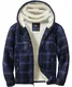 zitysport Hemdjacke Herren Hemd Sherpa Fleece Kariert Gefüttert Kapuzenpullover Fleecefutter Mantel Winter Jacke mit Taschen Flanellhemd Kariertes Männer Sweatjacke mit Kapuze(Marineblau,M)