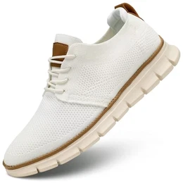 Herren-Freizeitschuhe, modische Oxfords, Business-Walking-Kleid, Lauf-Sneaker, bequemes Netzgewebe, leicht, weiche Sohle, Weiss/opulenter Garten, 38.5 EU
