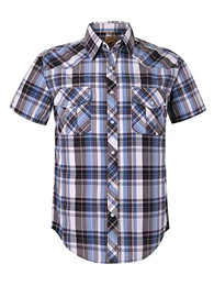 Herren Hemd Kurzarm Lässige Druckknöpfen Unifarben Karierte Anzug Regular Fit Freizeit Hemd (Weiß Blau #10 M)