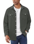 EKLENTSON Langarm Cordhemd Herren Regular Fit Casual Shirt Dunkelgrau