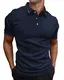 HMIYA Herren Poloshirt-Kontrast Kurzarm Polohemd Male Polo Klassisches,Navy,M