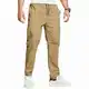 ZOXOZ Hosen Herren Chino Cargo Hose Herren Freizeithose Cargohose Männer Jogginghose Herren Baumwolle Sporthose Männer Lang Elastische Taille mit Kordelzug Casual Hose mit Taschen Khaki S