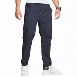 Hosen Herren Chino Cargo Hose Herren Freizeithose Cargohose Männer Jogginghose Herren Baumwolle Sporthose Männer Lang Elastische Taille mit Kordelzug Casual Hose mit Taschen Dunkelblau 3XL