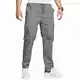 ZOXOZ Hosen Herren Chino Cargo Hose Herren Freizeithose Cargohose Männer Jogginghose Herren Baumwolle Sporthose Männer Lang Elastische Taille mit Kordelzug Casual Hose mit Taschen Grau M
