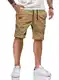 HMIYA Kurze Hosen Herren Shorts Herren Sommer Chino Baumwolle Elastische Taille mit Taschen(Khaki,EU-M)