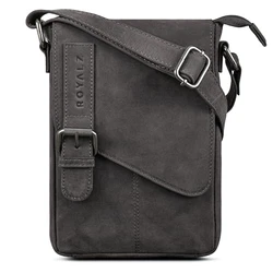 ROYALZ Leder Umhängetasche Klein Herren 'Louisiana' Navy/Grau