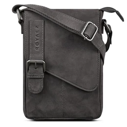 'Louisiana' Leder Umhängetasche Klein für Männer Herren Ledertasche Mini Seitentasche Vintage Look Tasche zum Umhängen, Farbe:Navy Grau