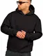 behype. Herren Oversize Hoodie Kapuzenpullover Einfarbig Basic Heavy Blank Pullover Unifarben Kapuzen-Sweatshirt in Black-M
