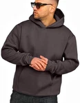 behype. Herren Oversize Hoodie Kapuzenpullover Einfarbig Basic Heavy Blank Pullover Unifarben Kapuzen-Sweatshirt Anthra