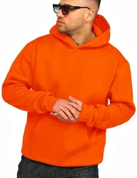 behype. Herren Oversize Hoodie Kapuzenpullover Einfarbig Basic Heavy Blank Pullover Unifarben Kapuzen-Sweatshirt Orange