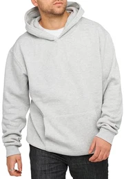 . Herren Oversize Hoodie Kapuzenpullover Einfarbig Basic Heavy Blank Pullover Unifarben Kapuzen-Sweatshirt in Grey Melange-XS