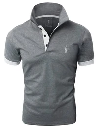 Kurzarm Poloshirt Herren T Shirt Männer Hemd Herren T-Shirt Sommer Polo Shirt Grau M