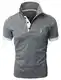 GLESTORE Kurzarm Poloshirt Herren T Shirt Männer Hemd Herren T-Shirt Sommer Polo Shirt Grau M