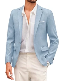 Herren Sakko Sportlich Freizeit Blazer Modern Anzugjacke Casual Jackett 1 Knopf Blaugrau M