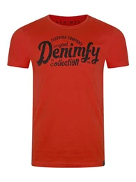 Tshirt Herren Regular Fit DFNuri Rundhalsausschnitt Kurzarm Sommer Tee Shirt Logoprint Baumwolle, Größe:M, Farben:Strawberry Red (HDY)