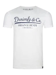 Tshirt Herren Regular Fit DFNuri Rundhalsausschnitt Kurzarm Sommer Tee Shirt Logoprint Baumwolle, Größe:M, Farben:White (CDY)
