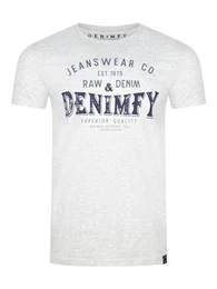 Tshirt Herren Baumwolle Regular Fit DFNuri Rundhals Kurzarm Sommer Tee Shirt Logoprint, Größe:M, Farben:Grey Melange Standard 1 (BDY)