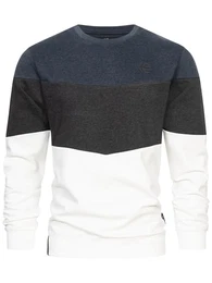 Herren INFlirts Sweatshirt 3-farbig mit Rundhalsausschnitt Sweater für Männer Navy Mix XXL