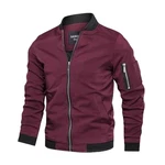 Jinsha Herren Leichte-Dünne Bomberjacke-Klassische Stehkragen Jacke Outdoor Sportjacke Reißverschluss Freizeit Lässige Winddichte Fliegerjacke Blouson Übergangsjacke Weinrot