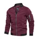 Jinsha Herren Leichte-Dünne Bomberjacke-Klassische Stehkragen Jacke Outdoor Sportjacke Reißverschluss Freizeit Lässige Winddichte Fliegerjacke Frühling Sommer Herbst Blouson Übergangsjacke Weinrot XL