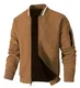SAVKOOV Leichte Herrenjacke, legere Bomberjacke, Varsity-Mantel, Deep Khaki, Small