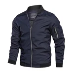 Jinsha Herren Leichte-Dünne Bomberjacke-Klassische Stehkragen Jacke Outdoor Sportjacke Reißverschluss Freizeit Lässige Winddichte Fliegerjacke Blouson Übergangsjacke Blau
