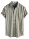 VATPAVE Herren Gestreifte Sommerhemd Casual Button Down Kurzarm Strand HawaiiHemd Mittel Khaki Braun Aloha