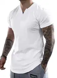 Kurzarm Tshirt Herren Henley Tops Sommer lässig V-Ausschnitt Baumwolle Tee Shirts Hemden