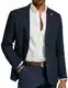 PJ PAUL JONES Herren Leinen Sakko Sportlich Regular Fit Freizeit Blazer 2 Knopf Casual Jackett (Dunkelblau, M)