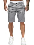 Uusollecy Kurze Hosen Herren Schmale Passform Chino Shorts Regular Fit Harlem Herren Shorts Sommer mit Tasche Grau