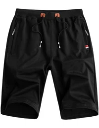 Kurze Hosen Herren Sommer Sporthose Kurz Herren Baumwolle Kurze Hosen Men's Sport Sweat Shorts Schwarz M