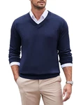 COOFANDY Herren Pullover V Ausschnitt Regular Fit Casual Business Basic Sweater blau