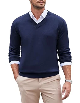 COOFANDY Herren Pullover V Ausschnitt Regular Fit Casual Business Basic Sweater blau COOFANDY Herren Pullover V Ausschnitt Regular Fit Casual Business Basic Sweater blau
