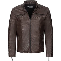 Herren Lederjacke Echtes Leder Jacke Echtleder Übergangsjacke Fashion in 5 Farben Gr. S-7XL Design 1 (DE/NL/SE/PL, Alphanumerisch, M, Regular, Regular, Braun)