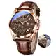 OLEVS Braun Uhr Herren Analog Kleid Vintage Roségold Gehäuse Herren Armbanduhr mit Datum Großes Zifferblatt Herrenuhren Lederarmband Wasserdicht Uhren für Männer Leuchtend Chronograph Geschenke