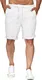 Runcati Herren Leinen Shorts Bermuda Kurz Hose Leicht Sommershorts Gummizug Freizeithose mit 2 Taschen Weiß M