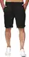 Runcati Herren Leinen Shorts Bermuda Kurz Hose Leicht Sommershorts Gummizug Freizeithose mit 2 Taschen Schwarz M