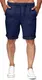 Runcati Herren Leinen Shorts Bermuda Kurz Hose Leicht Sommershorts Gummizug Freizeithose mit 2 Taschen Dunkelblau M