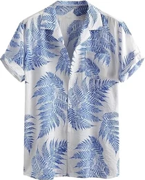 Herren Hawaiihemd Kurzarm Hemd Funky Sommerhemd Casual Strandhemd Button Down Freizeithemden Hawaii Urlaub Shirt Weiß M