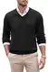 COOFANDY Pullover Herren V Ausschnitt Strickpullover Langarm Regular Fit Feinstrick Pullover Casual Business Pulli Winterpullover Sweater Einfarbig Schwarz L