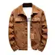 Rexcyril Herren-Jeansjacke, normale Passform, lässig, mit Knopfleiste, gewaschen, langärmelig, Jeans, Trucker-Jacke, Braun, M