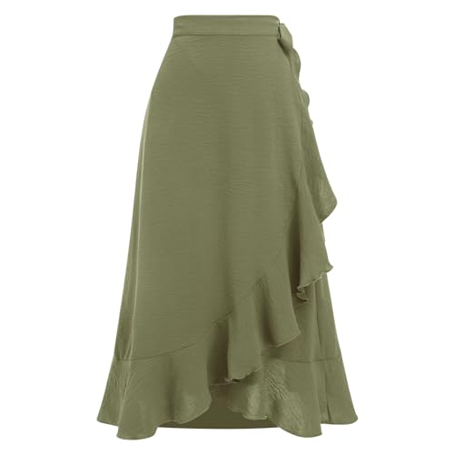 Odizli Damen Sommer Rock – Boho Style, Hohe Taille, Gestuft, A-Linie, Aus Polyester/Baumwolle, Größen S-2XL