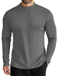 Pullover Herren mit Stehkragen Thermoshirt Feinstrick Winter Halbes Rollkragenshirt Langarm Basic Männer Pullover Dunkelgrau M