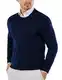 COOFANDY Herren Pullover Rundhalsausschnitt Baumwolle Strickpullover Feinstrick Regular Fit Winterpullover Sweater Dunkelblau M