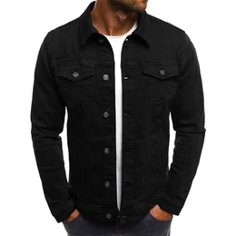 Jeansjacke für Herren Jacket Denim Jeansmantel Jeans Jacken Schwarz, M