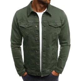 Jeansjacke für Herren Jacket Denim Jeansmantel Jeans Jacken Grün, M