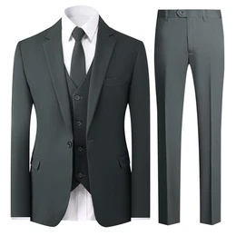Herren Anzug 3 Teilig Hochzeitsanzug Modern für Männer Herrenanzug Slim Fit Sportlich Business Dunkelgrau M